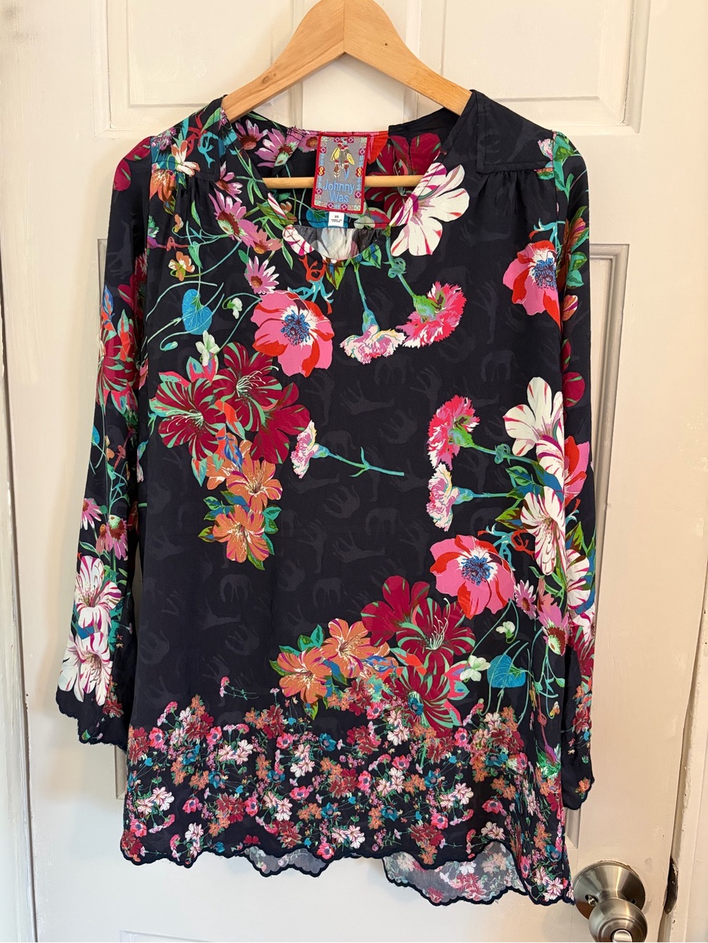 Johnny Was Oasis Tandis Blouse Size XS floral boho resort silky